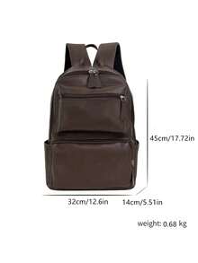 Ransel Kulit PU Retro Minimalis, Tas Tangan Multi-Kompartemen Kapasitas Besar, Tas Serbaguna Unisex untuk Pelajar, Sekolah, Perjalanan Sehari-hari, dan Penyimpanan Laptop - MultiWarna - View 3