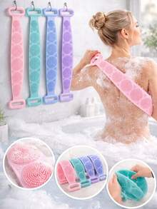 African Mesh Exfoliating Back Long Net Bath Scrub Towel Set With Pull Strap Nylon Back Exfoliator Back Scrubber For Shower UseEffective Body ScrubFor Smooth Skin Bathroom Decor Room Decor Back To School Dorm Room Stuff - One Size - View 4