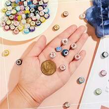 25/35/40/45/50/55Pcs 3-Row Colorful Rhinestone Soft Clay Beads, Random Color Sparkling Large Hole Beads, Perfect For DIY Bracelets, Necklaces, Pendants, Earrings And Bag Charms Crafting - Multicolor - View 5
