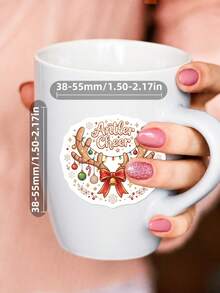 50Pcs PP Merry Christmas Stickers, Classic Happy Christmas Style, Including Santa Claus, Snowmen, Reindeer, Christmas Bears, Holiday English Slogans Elements, For Journal Collage, Skateboard, Tablet, Notebook, Storage Box, DIY Craft Decor - Multicolor - View 5
