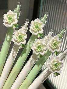 4pcs/Set Random Floral Pattern Ballpoint Pens, Retractable Design, Multiple Patterns, Minimalist Printed Pens, Suitable For Weddings, Parties, Daily Use, Gifts, Perfect Valentine's Day Gift For Friends And Family - A - View 7