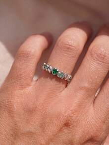 1pc Heart-Shaped Diamond Ring, Exquisite Unique Jewelry Gift, Suitable For Ball, Party, Gathering - Heart Ring Diamond - View 2