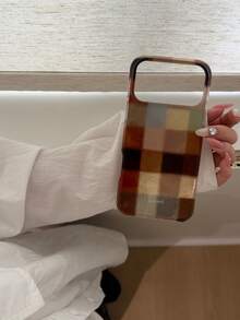 Patchwork Color Block Plaid Phone Case For IPhone 18 Pro Max, New Premium Korean Style Creative Minimalist Personalized Full Coverage Anti-Drop Protective Shell For IPhone 17 Pro/16 - Multicolor - View 10