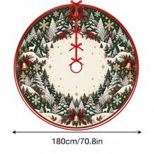 1pc Snowy Forest Deer Pattern Christmas Tree Skirt, Elegant Color Holiday Decor, 5 Sizes, Unisex Holiday Gift, Suitable For Home And Party Christmas Home Decoration - Snowy Forest Reindeer - View 13