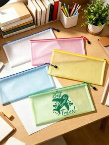 Large Capacity Multi-Function Document Storage Bag, Airplane Theme Mesh Document Storage Bag/Passport Organizer, Portable ID Card, Boarding Pass, Card Holder, Passport Storage Bag For Travel, Transparent Storage Bag, Holiday Gift, Travel Gift - Multicolor - View 5