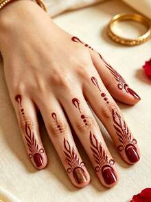 2 Sheets Finger Tattoo Stencil Stickers, DIY Painting, Suitable For Tattoos, Reusable 3 Layers Hollow Tattoo Stencils, Suitable For Body Art Tattoo Designs - View 3