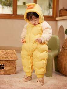 Balabala Newborn Baby Down Jumpsuit Cute Soft Warm Winter Jumpsuit - Moth Yellow - View 2