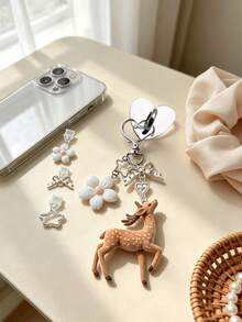 Cute Deer Flower Dust Plug Charm Chains,Type‑C Dustplug Decorative Chain,Portable Hanging Pendant Anti‑Lost Decor Accessories For Bag & Phone Case - Multicolor - View 8