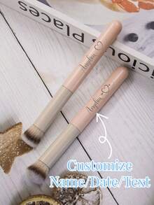 Personalized Round Lip Brush Set, Customizable Name/Logo/Text, With Dust-Proof Cover, Soft Bristles, Suitable For Eye And Lip Makeup, 3 Colors Available, Suitable For Various Makeup Looks - one-size - View 4