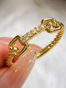 ZCNC Set Cincin Gaya Bohemian 5 Buah, Berlapis Emas 18K, Cincin Baja Tahan Karat 304, Langit Berbintang Dua Lapis, Desain Kunci, Set Cincin Tali Terpilin, Cocok untuk Liburan Wanita, Perjalanan Sehari-hari, Hadiah Ideal untuk Ulang Tahun Teman - Emas - View 6