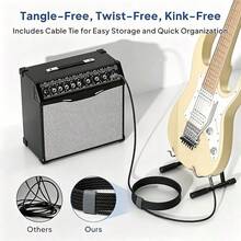 6.35mm 1/4" Male Guitar Cable, Balanced Stereo Instrument Audio Cable For Electric Guitar, Bass, Keyboard, Mixer, Amplifier, Speaker, Equalizer - one-size - View 2