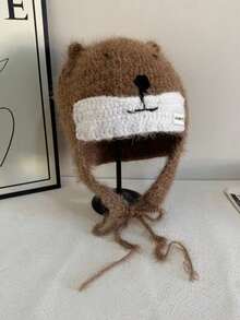 1pc Women's Plush Animal Shaped Decorative Earflap Warm Windproof Tie-Up Cute Style Outdoor Photo Outfit Matching Hat - Animal - View 10