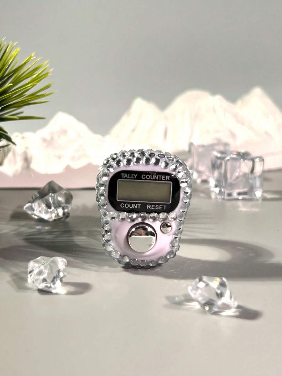 Highly Attractive Rhinestone Finger Counter LCD Digital Display Resettable Ring Tally Counter Portable Press Clicker - Multicolor - View 1