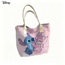 Miniso Disney Lilo & Stitch 手提肩背筆電包，Stitch & Angel 角色印花肩背包，適合日常使用 - 粉色 - 查看 5