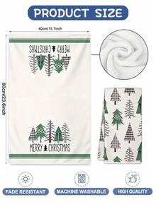 4pcs Kitchen Absorbent Towels, Made Of Polyester Material, Printed With Christmas Tree And Letter Patterns, Suitable For Kitchen, Bathroom, Ideal Choice For Housewives And Family Gatherings, High Cost-Performance Home Decor And Room Decoration - Multicolor - View 3
