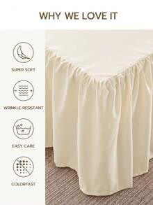 HONEYMOON 1pc Basic Lightweight Ruffle Bed Skirt, Classic Style, Soft & Fashionable, 100% Microfiber Material, 16 Inch Drop, Suitable For Home Bedding, School Dorm, Back To School Essential, Beige - Beige - View 5