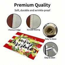 1/4/6pcs Christmas Series Red & White Striped Christmas Wreath Pattern Printed Placemats, Heat Resistant Table Mat For Home Kitchen/Kitchen Table Protection, Party Scene Decoration - Multicolor - View 7