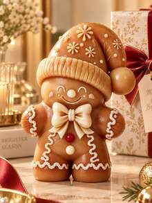 Cute Christmas Gingerbread Man Candle Silicone Mold, Bowtie Gingerbread Christmas Hat Mold, Handmade Christmas Gift Home Decor Making Tool - Silicone Candle Mold - View 4