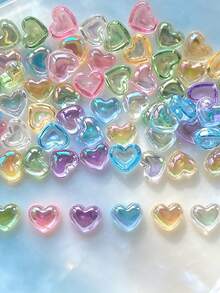 100Pcs Mixed Hollow Heart Nail Charms Transparent Jelly 3D Heart Resin Nail Rhinestones DIY Manicure Nail Art Decorations Accessories Random Color - Multicolor - View 7