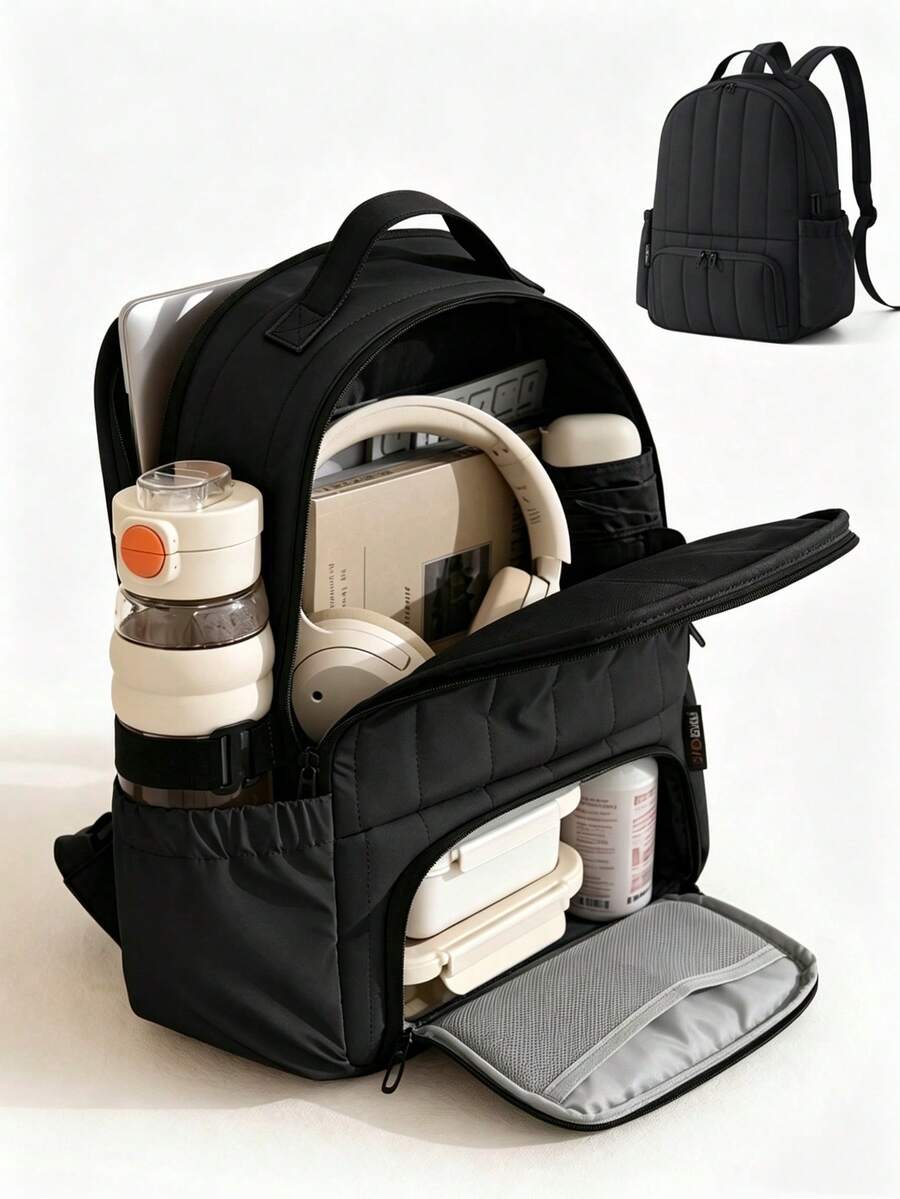 Men's Functional Backpack, Lightweight Large Capacity Multi-Pocket Design, Meets Carry-On Standards; Multi-Pocket Business Laptop Bag (Fits 15.6 Inch Models), Practical Work Bag With Front Insulated Compartment, Suitable For Office, Commute, Travel, Hiking And Daily Use, Travel Essential, Student Backpack