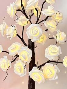 1pc USB Battery Dual Power 60CM White Rose Tree Lamp 24LED Warm Light Table Lamp Thanksgiving Christmas Room Desktop Decoration - Yellow - View 11