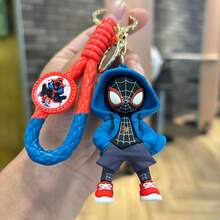 Hasbro Spider Character 3D Figure Keychain, Cute Q Version Hoodie Figurine Key Ring With Braided Wrist Strap, Handbag Backpack Decorative Bag Charm Pendant - One Size - View 3