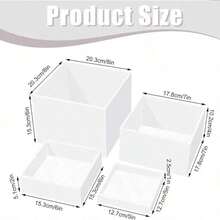 3/6pcs Acrylic Display Stand Set, Square White Different Size Display Pedestals, Stackable Base Blocks, Suitable For Cake Dessert Jewelry Food Display, Party Wedding Home Decor Tabletop Display Rack - Multicolor - View 11