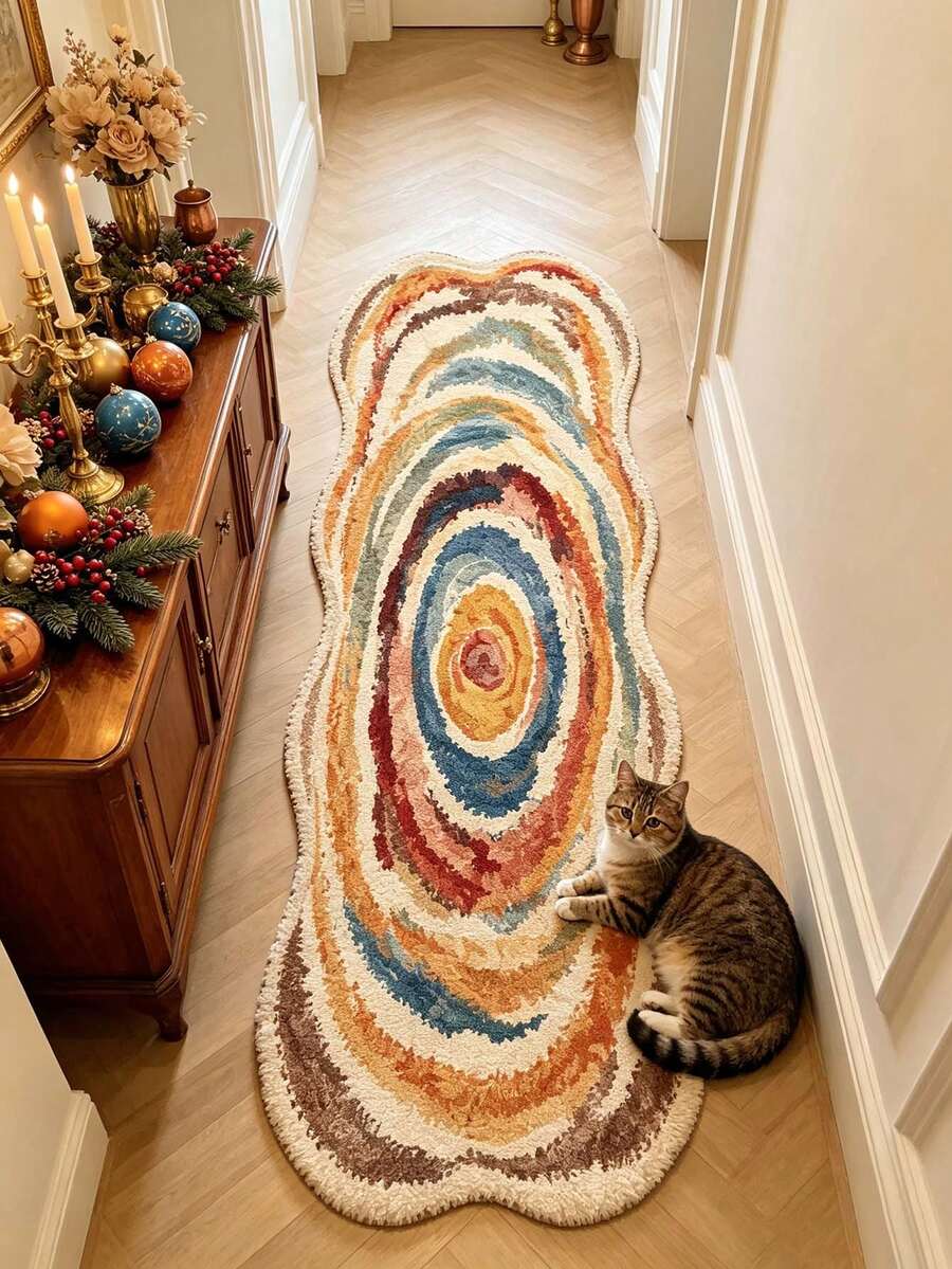 1pc Oil Painting Sunrise Rug, Hallway Runner, Area Rug, Home Decor, Living Room Area Rug, Living Room Home Decor, Room Decor, Washable Rug, Christmas Gift - Multicolor - View 1