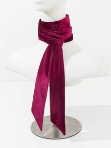 1pc Women's Elegant Velvet Satin Long Scarf, High-End Solid Color Casual Polyester Fiber - Multicolor - View 17