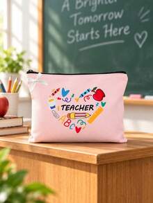 Teacher Series Pattern Makeup Bag,Suitable For Teachers,Portable Multi-Functional Storage Bag, Large Capacity Pencil Case, Lightweight Makeup Bag - Multicolor - View 2