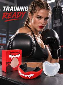 EVA Sports Mouth Guard, Adult Boxing Mouth Guard, Kickboxing Taekwondo Training Gear, Double Layer Design With Storage Box, Lightweight Comfortable Fit, Suitable For Boxing, Martial Arts, Sanda, Football, Basketball, Soccer - Multicolor - View 1