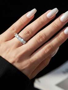 1pc Moissanite Ring, Shiny 0.3ct Five-Star Pave Band, Perfect Gift For Women's Birthday And Party - Five-star Moissanite Ring - 0.3ct - View 8