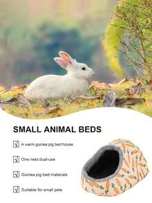 1 buah Tempat Persembunyian Guinea Pig, Bentuk Sandal Bermotif Wortel, Tempat Tidur yang Dapat Dicuci Sepanjang Musim untuk Hewan Peliharaan Kecil, Ideal untuk Hamster, Landak, Musang & Kelinci Kerdil, Tempat Tidur Hewan Peliharaan Kecil - View 3