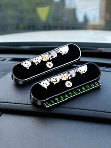 Cartoon Cat Temporary Parking Number Plate, Car Phone Number Plate With Magnetic Sliding Hidden Numbers, Glow-In-The-Dark Parking Sign - A - View 4