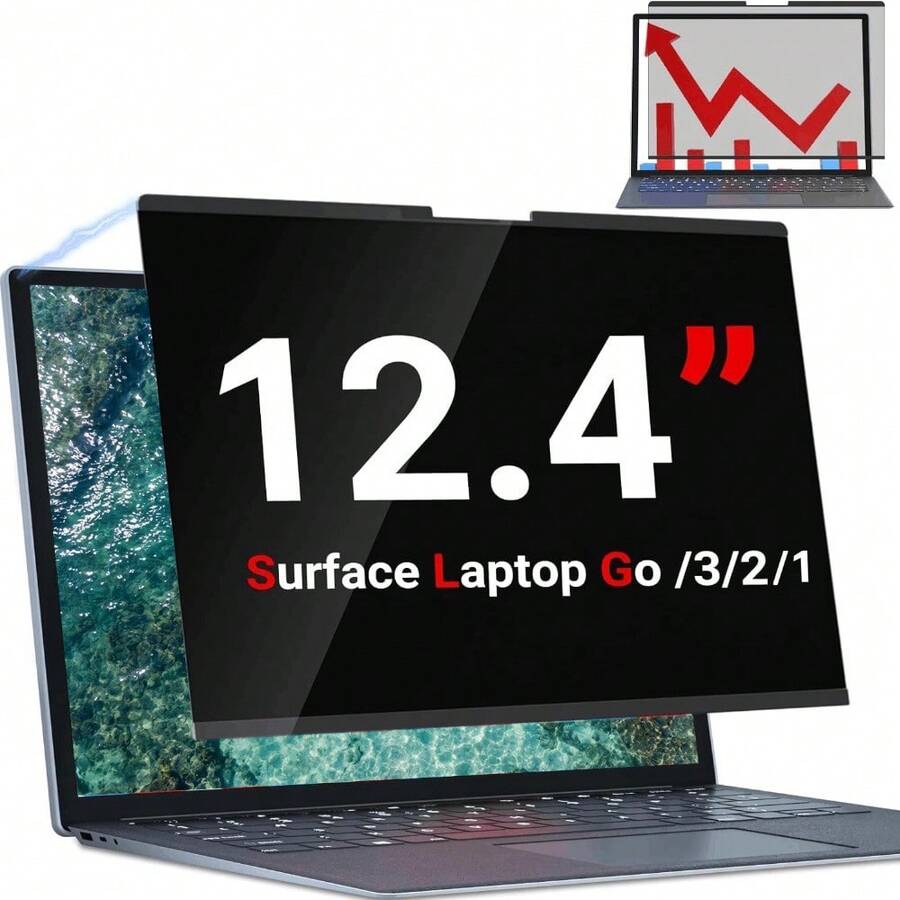 Pelindung Layar Privasi Magnetik untuk Surface Laptop Go 3/2/1-12.4 Inci, Layar Anti-Privasi Matte untuk Notebook, Filter Privasi Laptop, Cocok untuk Tempat Umum Seperti Kantor, Bandara, Kafe, dll. - View 1