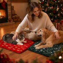 1pc Christmas Snowflake Christmas Tree Print Thick Plush Pet Mat, Soft Machine Washable Dog Bed Pad, Winter Cat Dog Indoor Sleeping Mat, Holiday Gift For Cats And Dogs - Multicolor - View 4