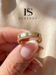 1pc Vintage Shiny Cubic Zirconia Ring, Suitable For Women's Daily Wear, Holiday/Party Jewelry Gift - Twisted  Ring - View 1