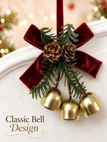 1/2pcs Bow Bell Pendant, Exquisite Design, Easy To Hang, Suitable For Door Decoration, Car Interior, Christmas Tree Arrangement, Christmas Door Hanging, Holiday Decoration Props, Indoor Decor, Christmas Tree, Window Display - Multicolor - View 9