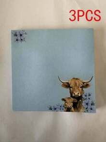 Highland Cow Sticky Note Set, Cute Self-Adhesive Memo Pads, Super Strong Adhesive Note Cards, Office Decor Gift, Desktop Decoration For Students, Teachers And School Supplies - Multicolor - View 29