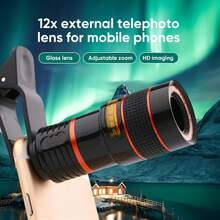 Portable 12X Telephoto Lens Professional Mobile Lens, HD Zoom, Wide-Angle And Telephoto In One, High-Quality Optical Lenses, Compatible With Most Smartphones For Travel & Photography, Sleek Design, Precision Focus Lens - Multicolor - View 2