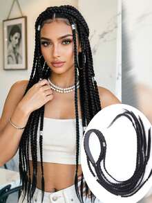 24 Inch Braided Hair Extension, Synthetic Heat-Resistant Fiber Hair Piece With Silver Metal Buckle, Suitable For Women's Daily Wear, Holiday Party Hairstyle Styling - Multicolor - View 16