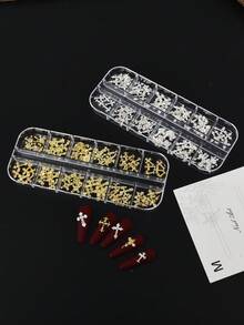 A Mixed Set Featuring 60 Punk-Style Cross Nail Charms Across 12 Compartments; With A Variety Of Designs Perfect For Creative Mixing And Matching, It Is The Ideal Choice For "Cool Girls" Seeking A Y2K Nail Aesthetic. - Multicolor - View 3