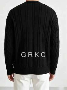 GRKC Men's Loose Cardigan Sweater, Street Style American Casual Lazy Commute Versatile Autumn/Winter - Black - View 5
