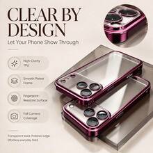 Luxury Electroplated Transparent Ultra-Thin Phone Case, Compatible With IPhone 18 18Pro 18Pro Max 17 Air 16 15 14 13 12 Pro Max Plus, 18 17 Pro Shockproof Protective Shell - Burgundy - View 3