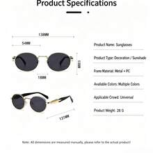 1 Pair Fashionable Small Frame Glasses Vintage Street Style For Women, Suitable For Autumn/Winter Outings, Travel, Beach, Music Festivals And Daily Wear - Gold - View 8