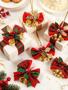 12pcs/Pack Christmas Party Gift Decoration Accessories Bows & Bells - View 6