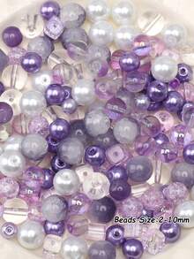 beadia 100/250g 2-10mm 紫色系列混色玻璃珠，多款式 DIY 珠寶手工配件，項鍊與手鍊製作材料，適合女性 - 紫色系 - 查看 6