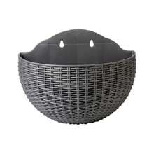 1pc Faux Rattan Bamboo Wall Hanging Planter, Semi-Circular Design, No Drilling Required, Perfect For Indoor And Outdoor Gardening, Balcony And Patio Decoration, Wall-Mounted Green Plant Pot - Flowerpot - View 19