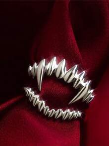 CIREY 1pc Astelion Vampire Bite Split Stackable Open Ring Halloween Teeth Finger Ring Tail Ring - Vampire Fang Ring - View 2