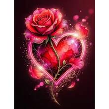 1PC DIY 5D Diamond Painting Kit Heart Rose Pattern - Round Full Diamond Art Mosaic Craft, Home Wall Decor, Unframed - No Frame - View 8